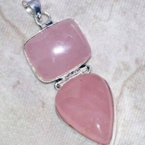 Rose Quartz Gemstone 925 Sterling Silver Handmade Pendant Necklace